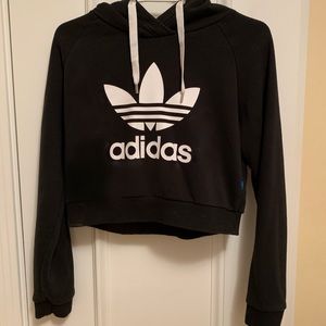 adidas trefoil logo cropped hoodie